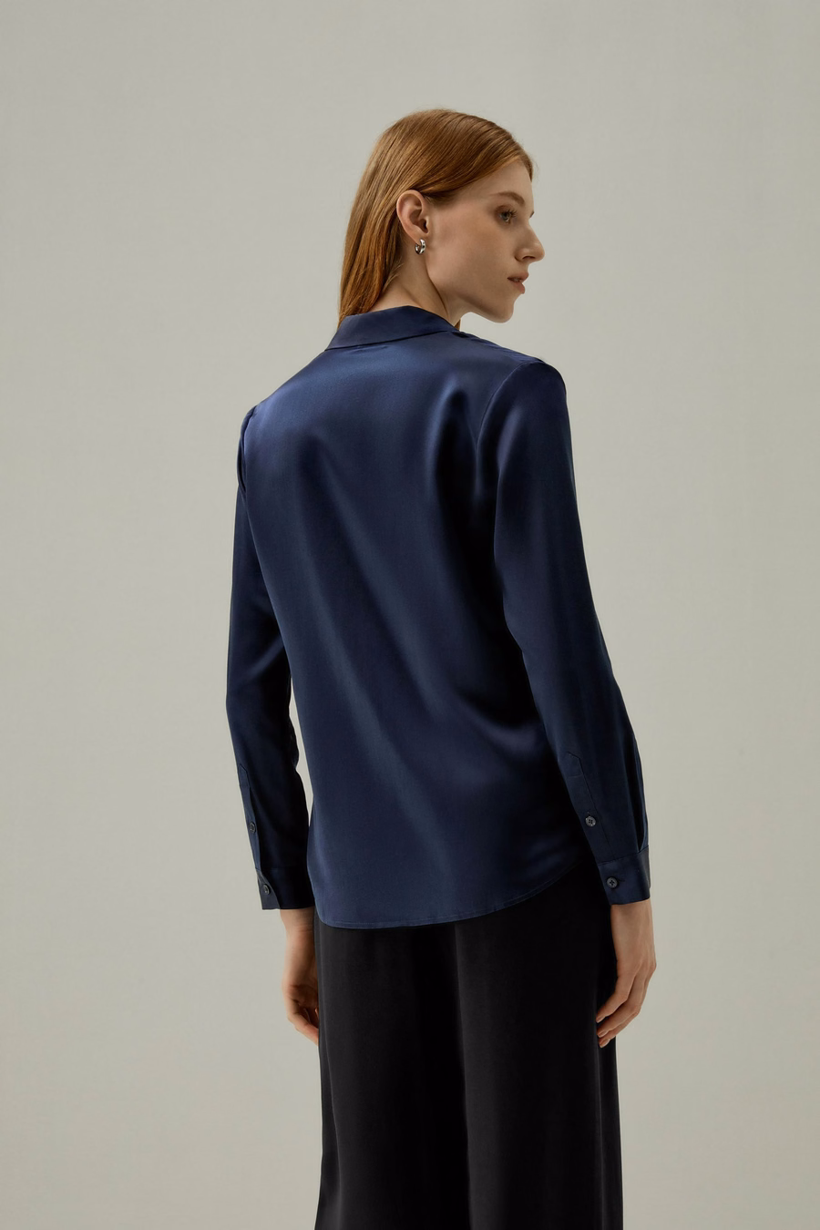Basic Concealed Placket Silk Shirt