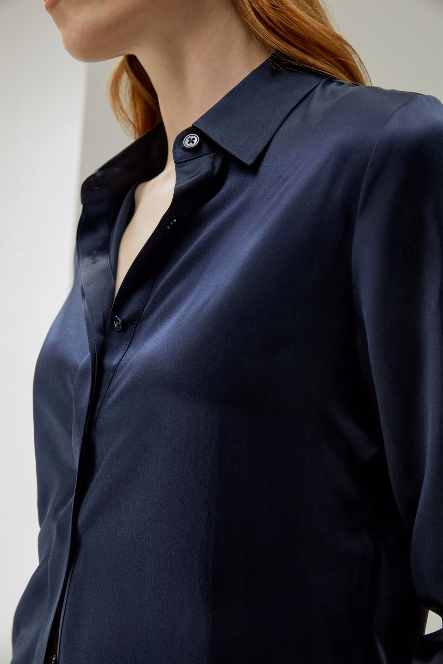 Basic Concealed Placket Silk Shirt