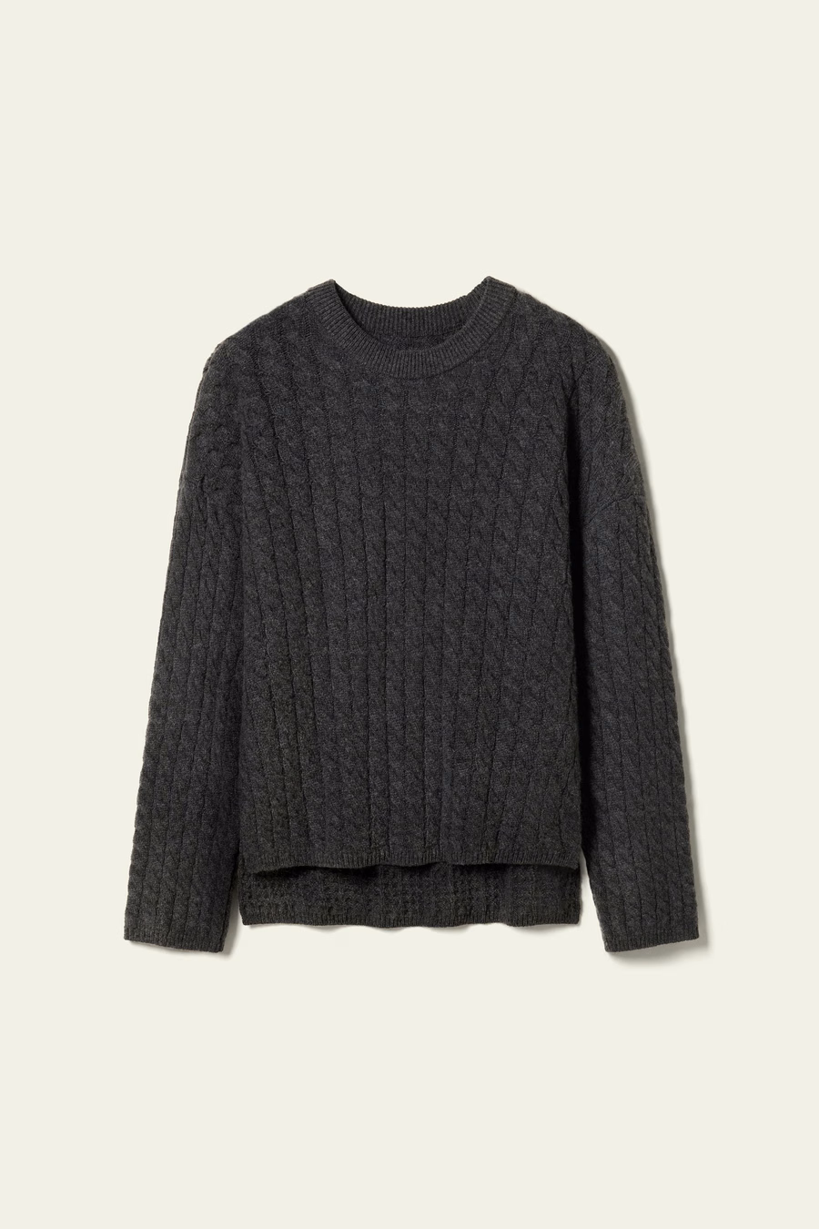 Round-Neck Cable-Knit Cashmere Sweater