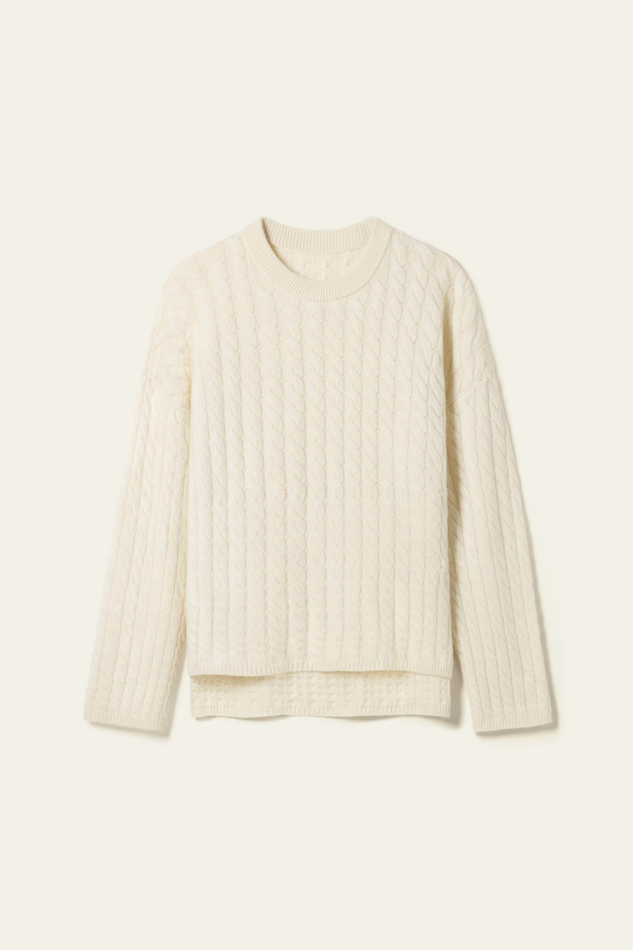 Round-Neck Cable-Knit Cashmere Sweater