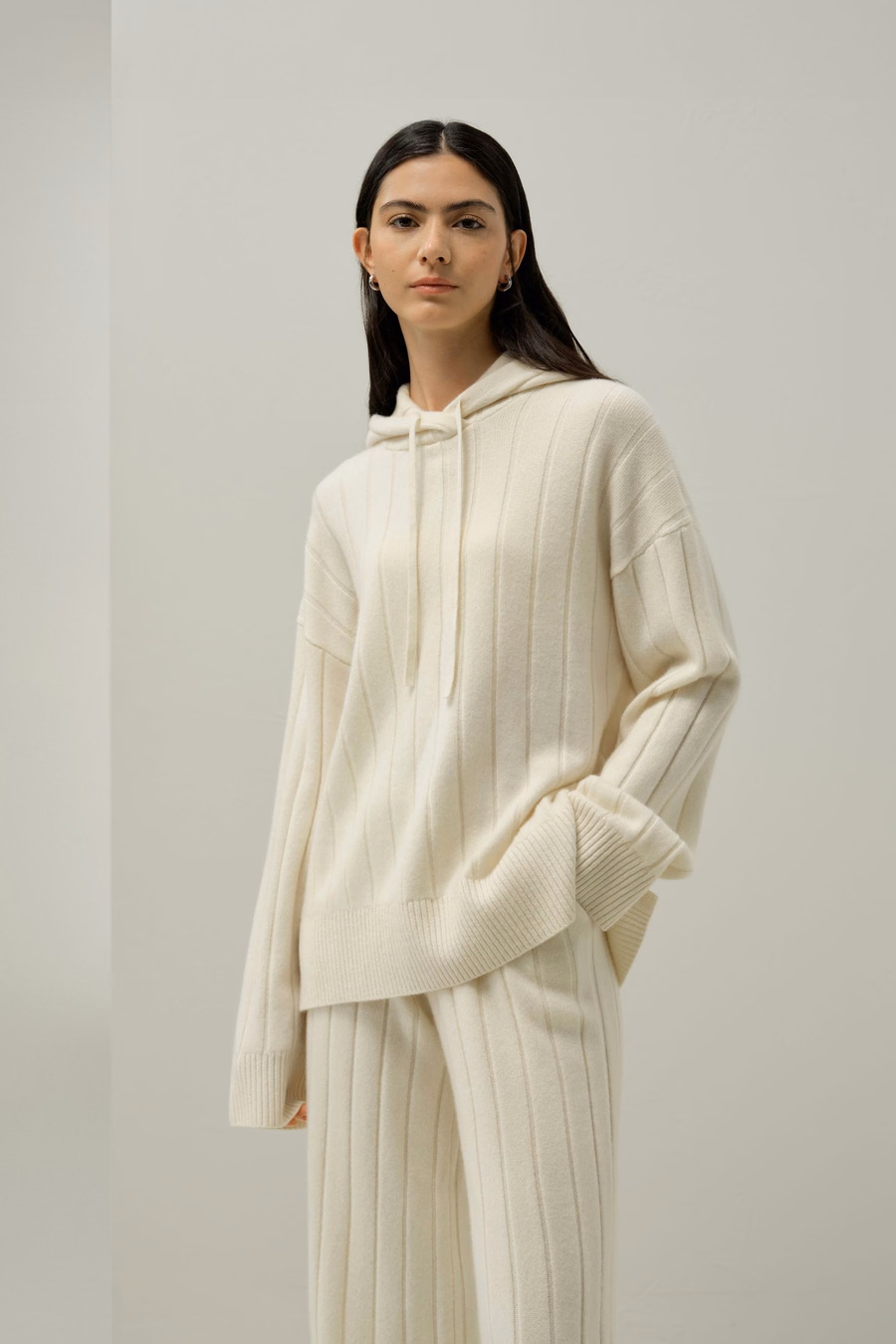 Ribbed Hooded Knit Top