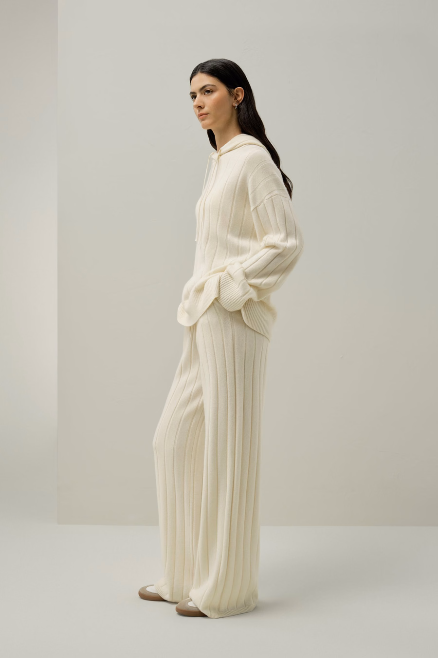 Ribbed Hooded Knit Top