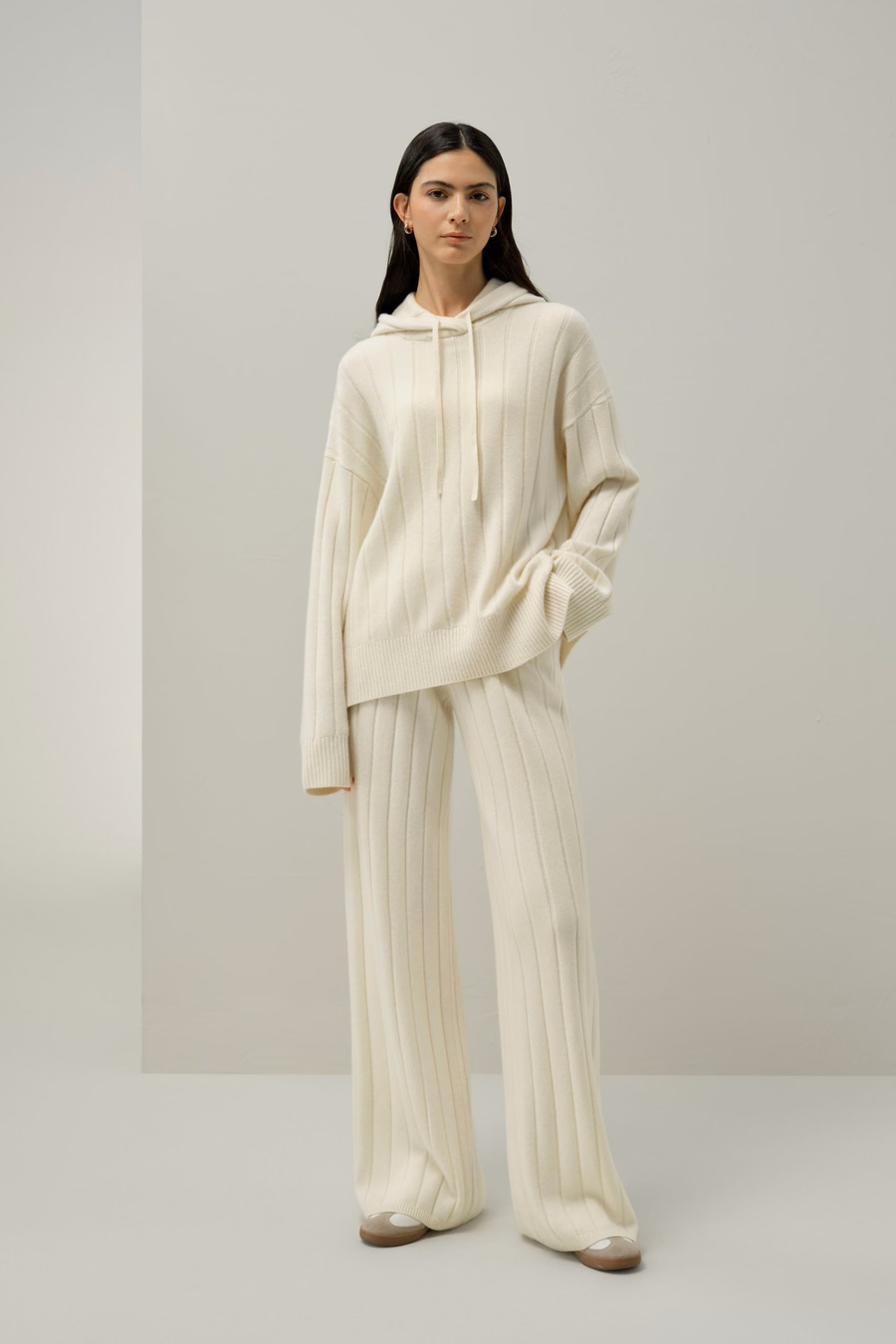 Ribbed Hooded Knit Top