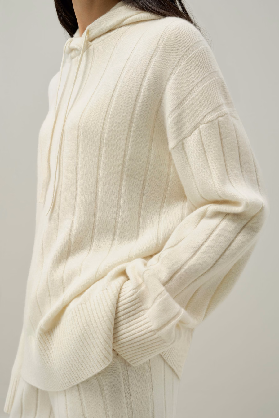 Ribbed Hooded Knit Top