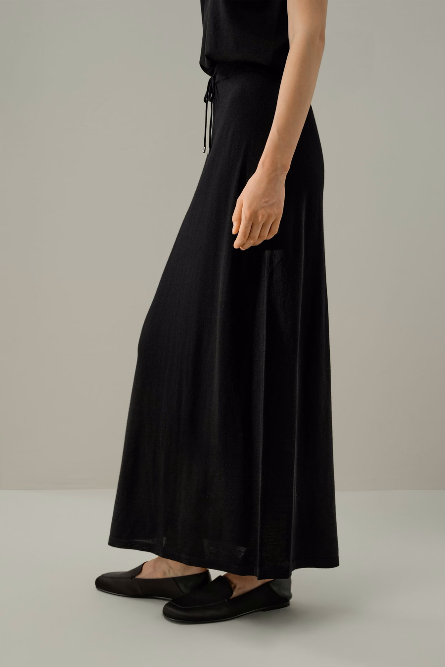 Merino Wool Drawstring Maxi Skirt