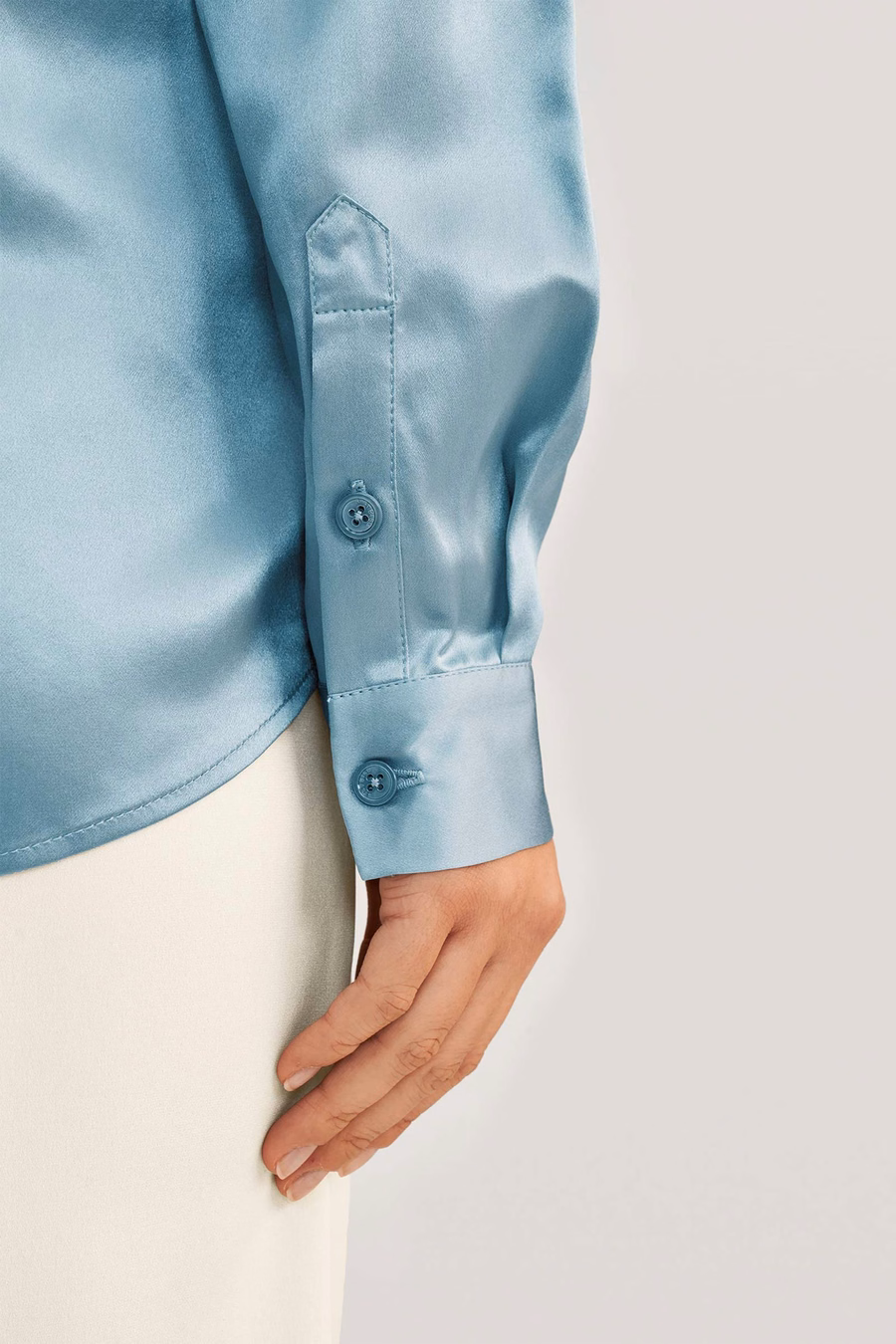 Basic Concealed Placket Silk Shirt