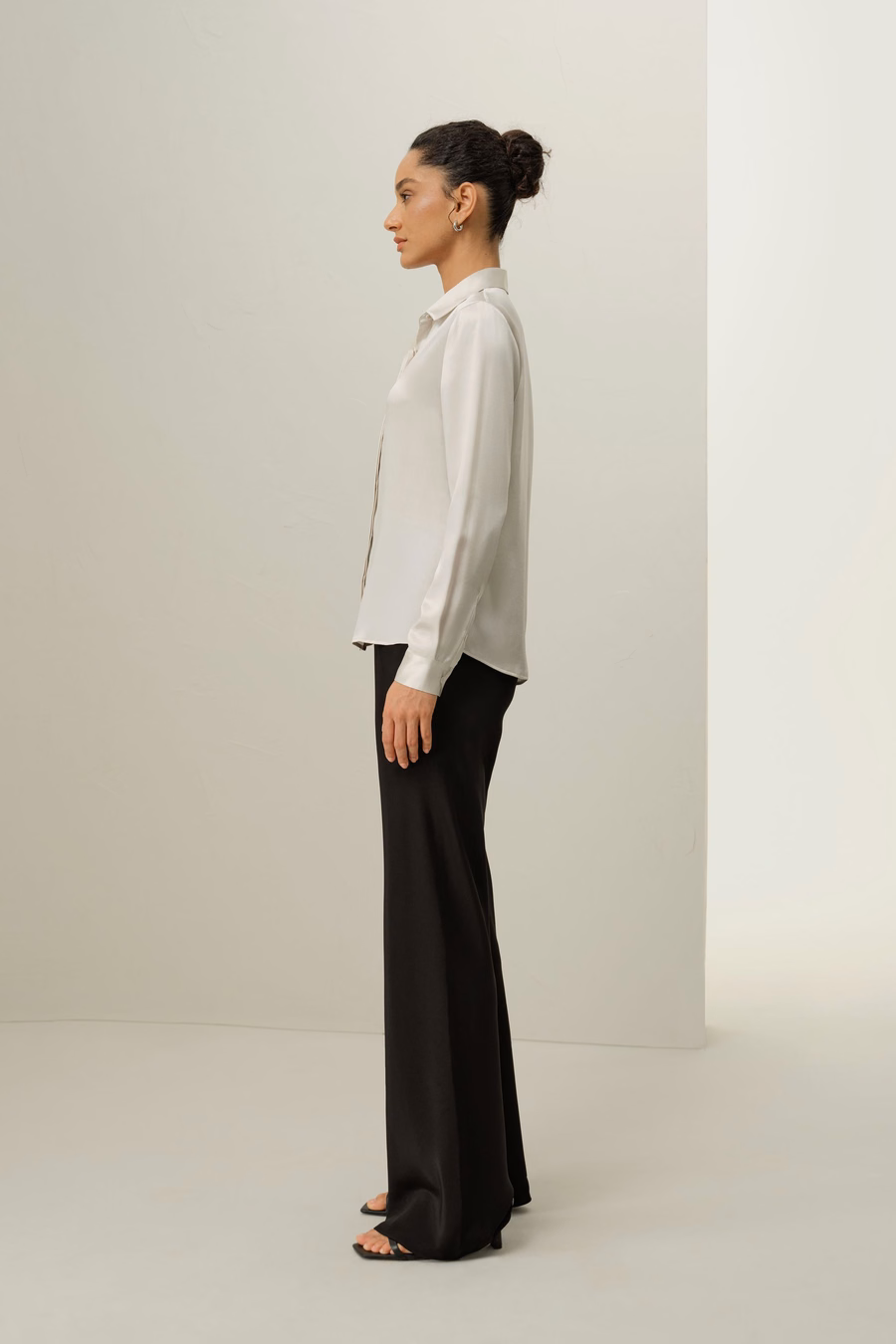 Basic Concealed Placket Silk Shirt