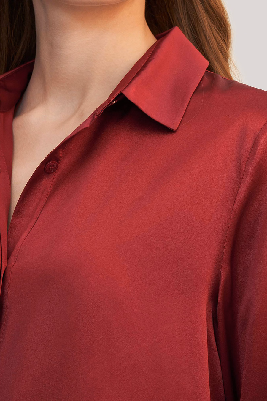 Basic Concealed Placket Silk Shirt