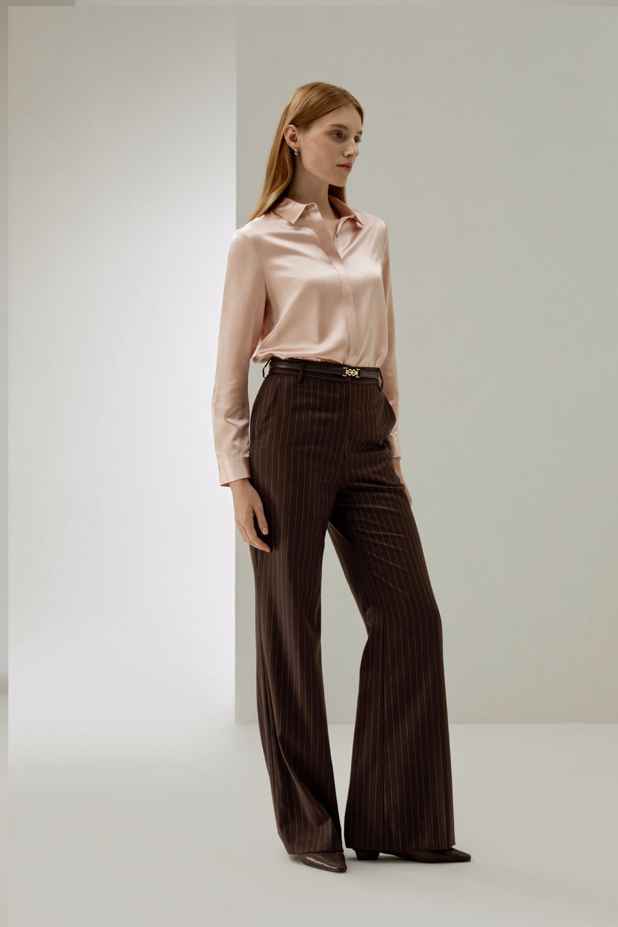 Basic Concealed Placket Silk Shirt