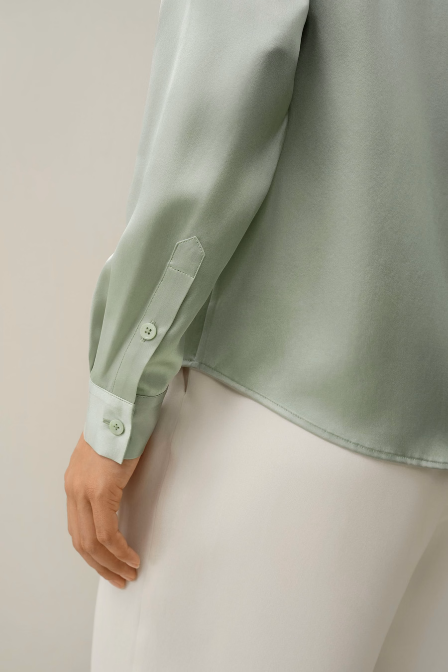 Basic Concealed Placket Silk Shirt