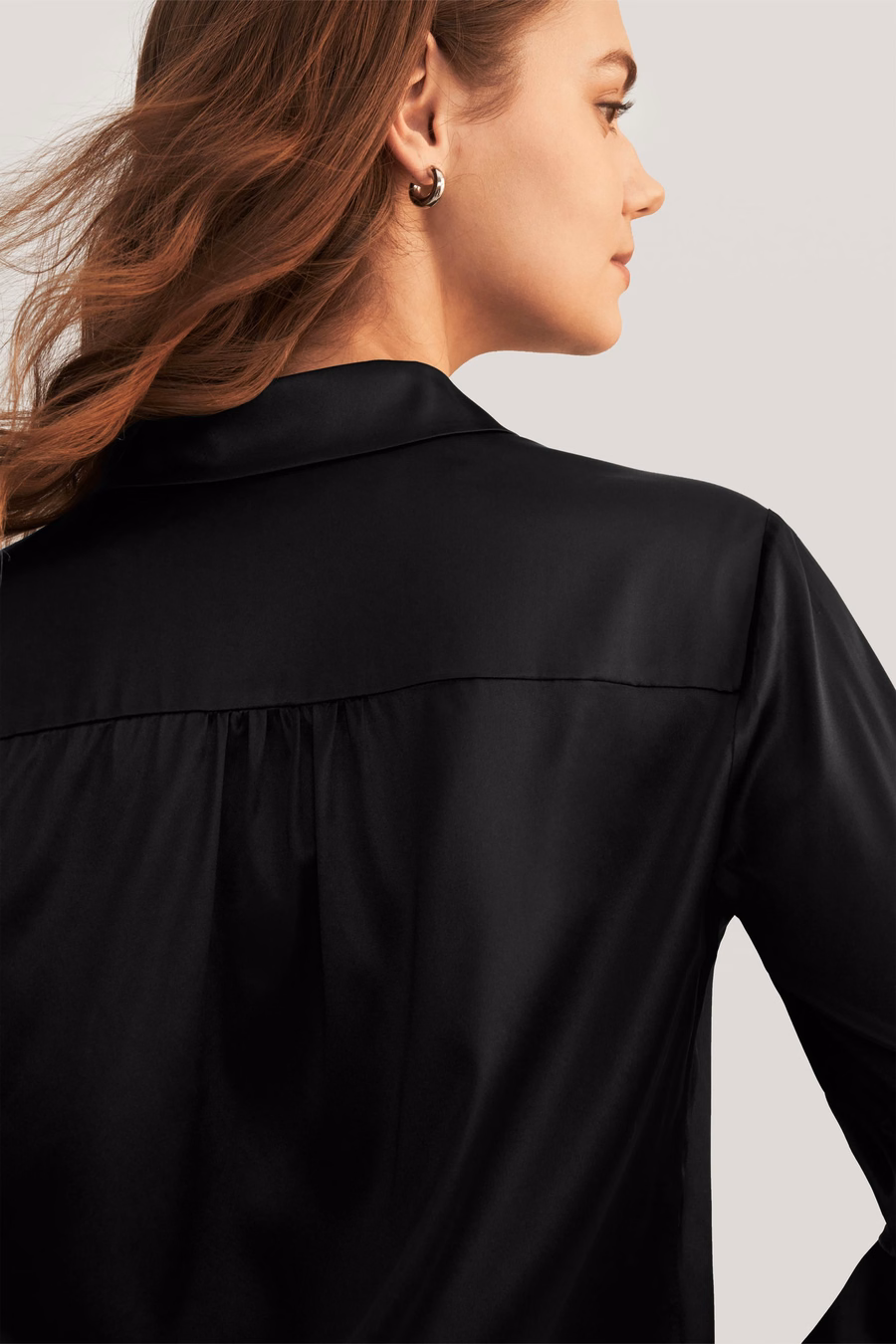Long Sleeves Collared Silk Blouse