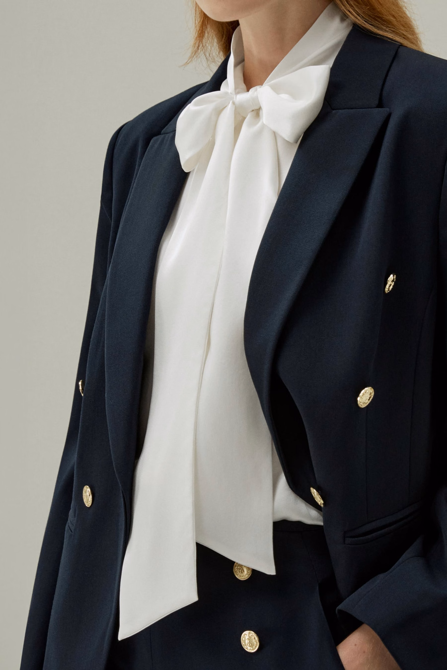 Women Bow-tie Neck Silk Blouse