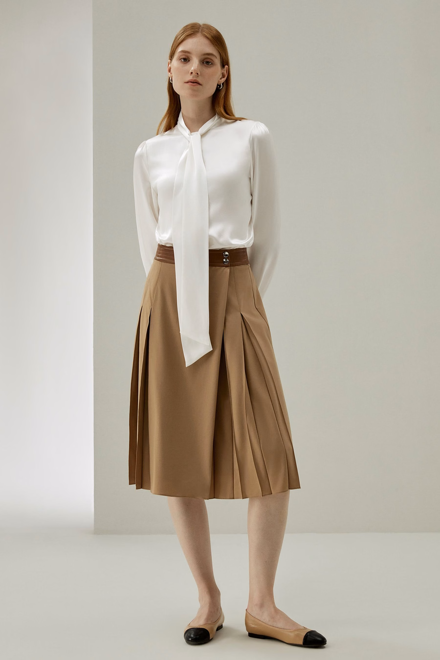 Women Bow-tie Neck Silk Blouse
