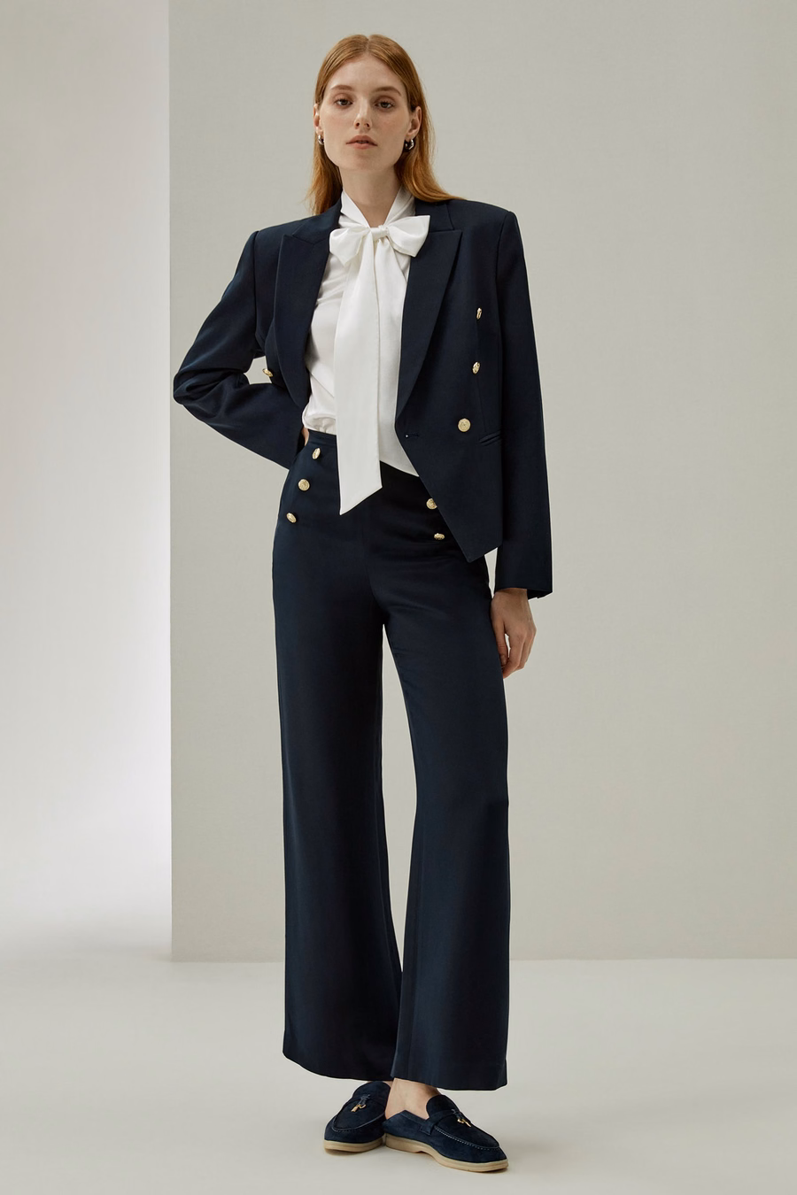 Women Bow-tie Neck Silk Blouse