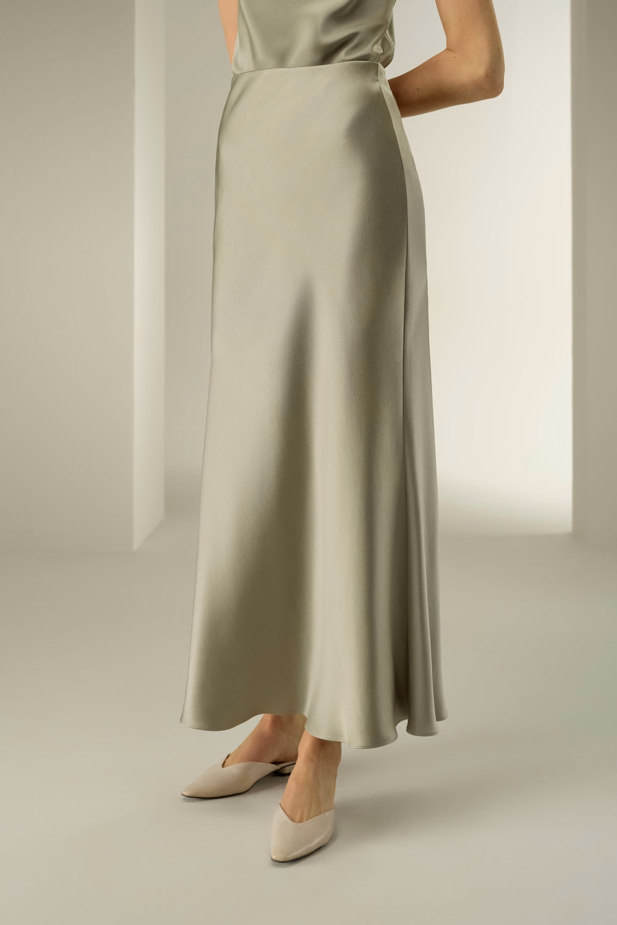 Double-Faced Silk Charmeuse Maxi Skirt