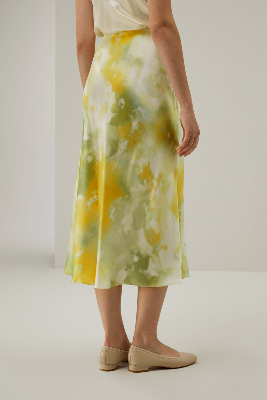 Print Bias Cut Silk Skirt