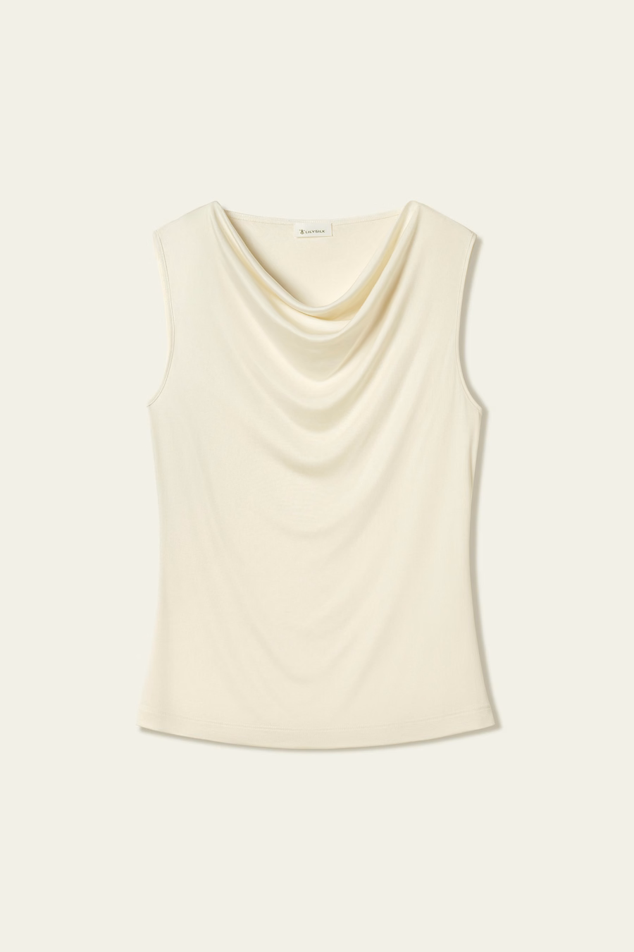 Silk Jersey Cowl-neck Sleeveless Top