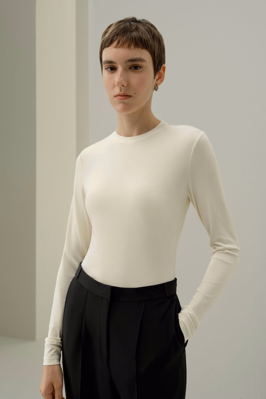 Silk Breeze Jersey Long Sleeve Slinky Top