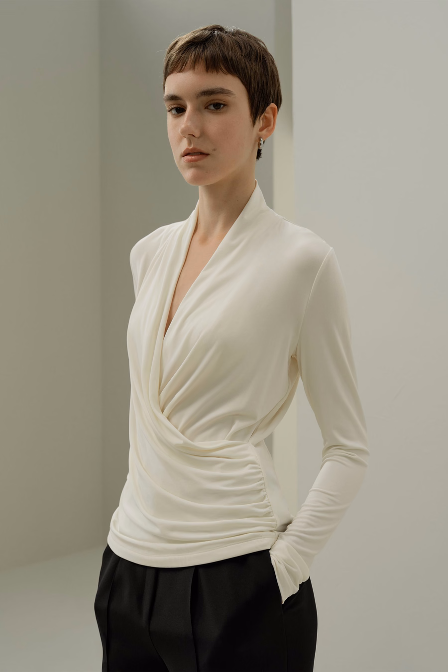 Silk Breeze Jersey Stretch Wrap Top