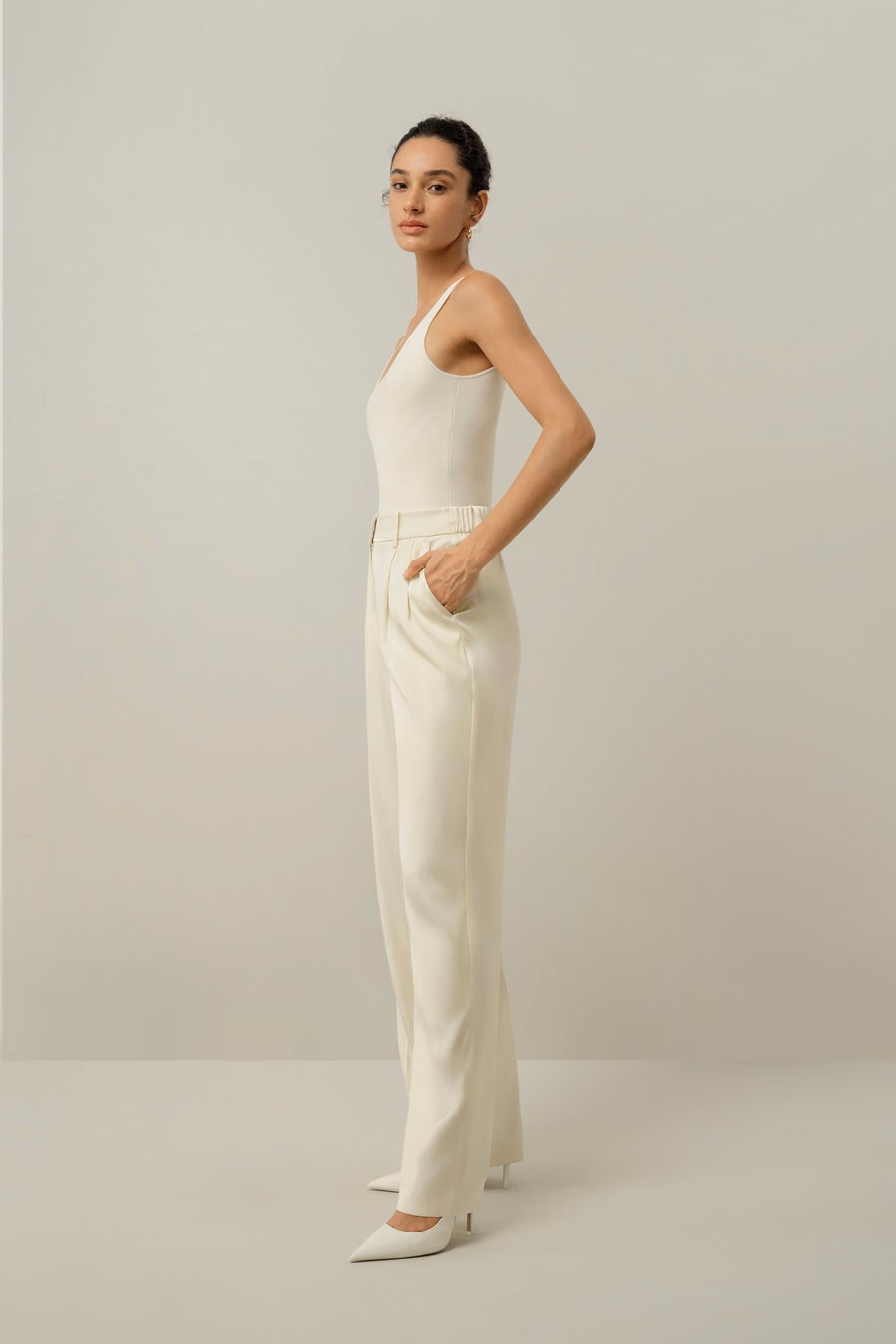 Double-Faced Charmeuse Straight-Leg Pant