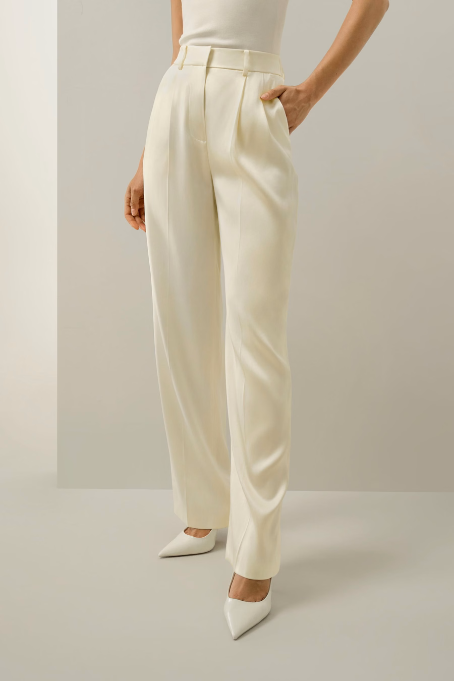 Double-Faced Charmeuse Straight-Leg Pant