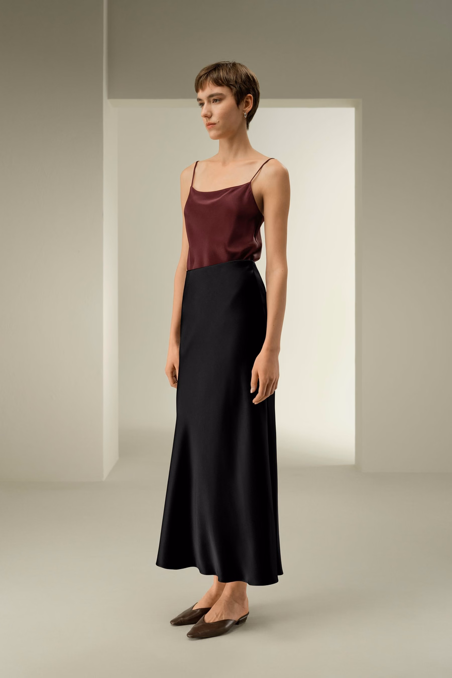 Double-Faced Silk Charmeuse Maxi Skirt