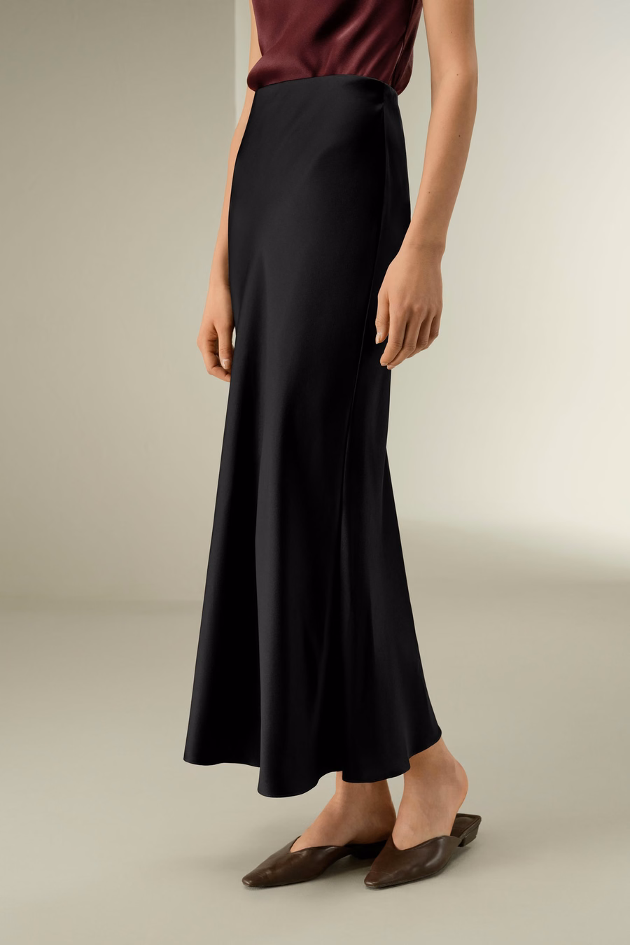 Double-Faced Silk Charmeuse Maxi Skirt