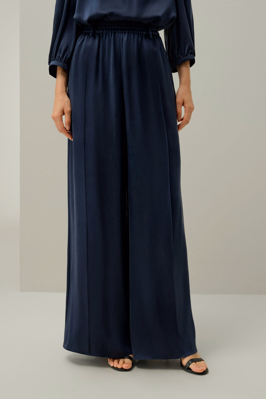 Silk Suede Wide-Leg Pants