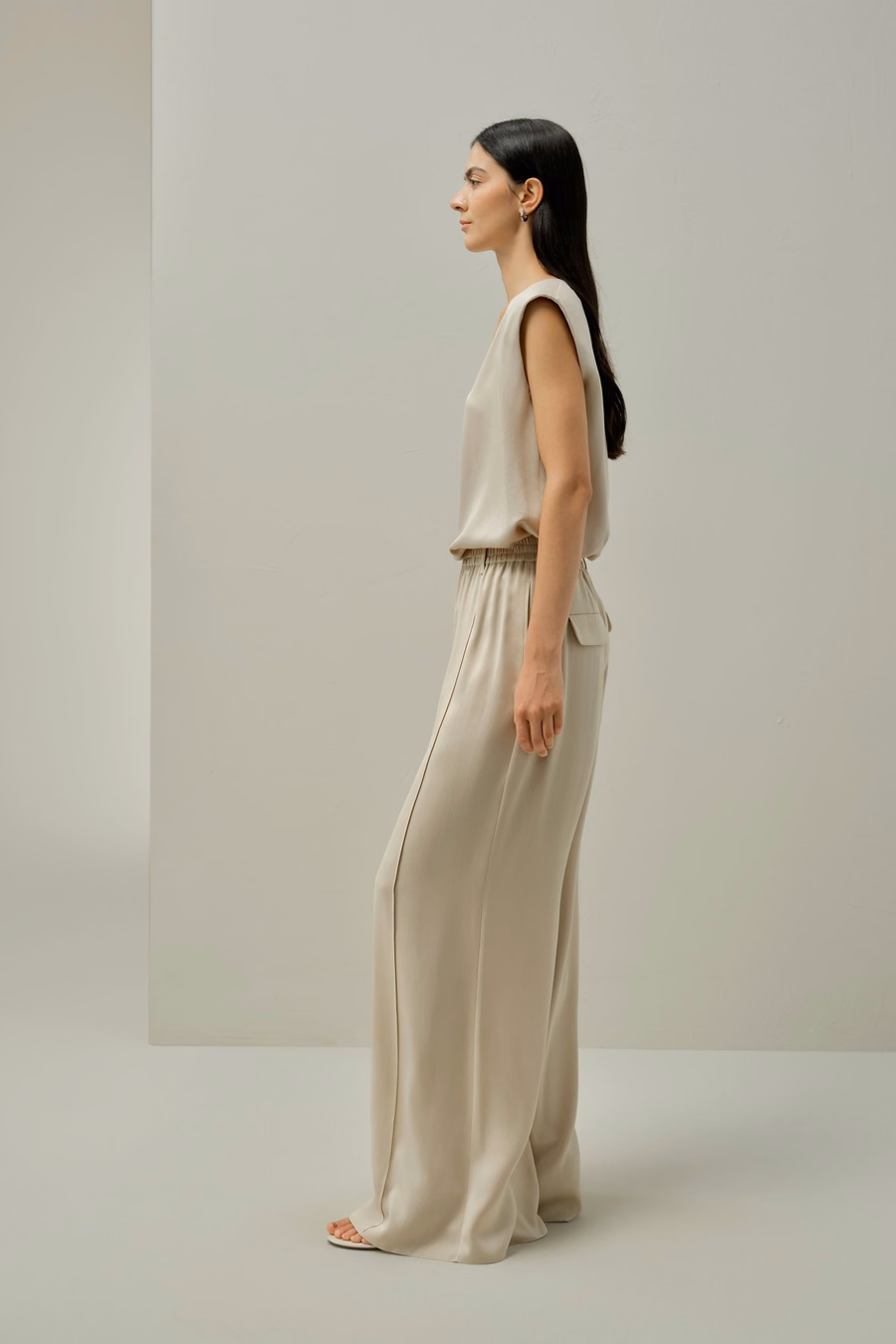 Silk Suede Wide-Leg Pants