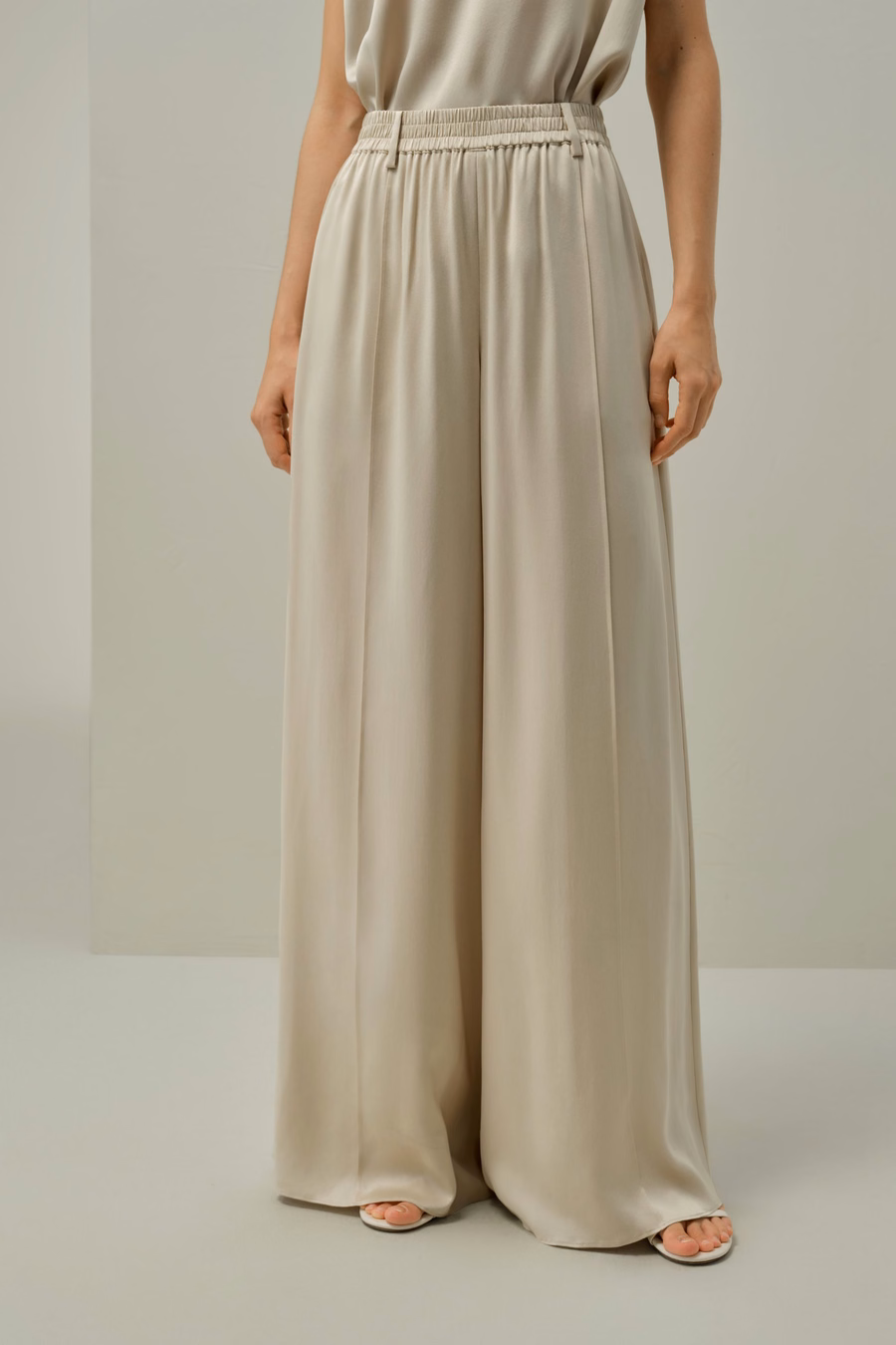 Silk Suede Wide-Leg Pants
