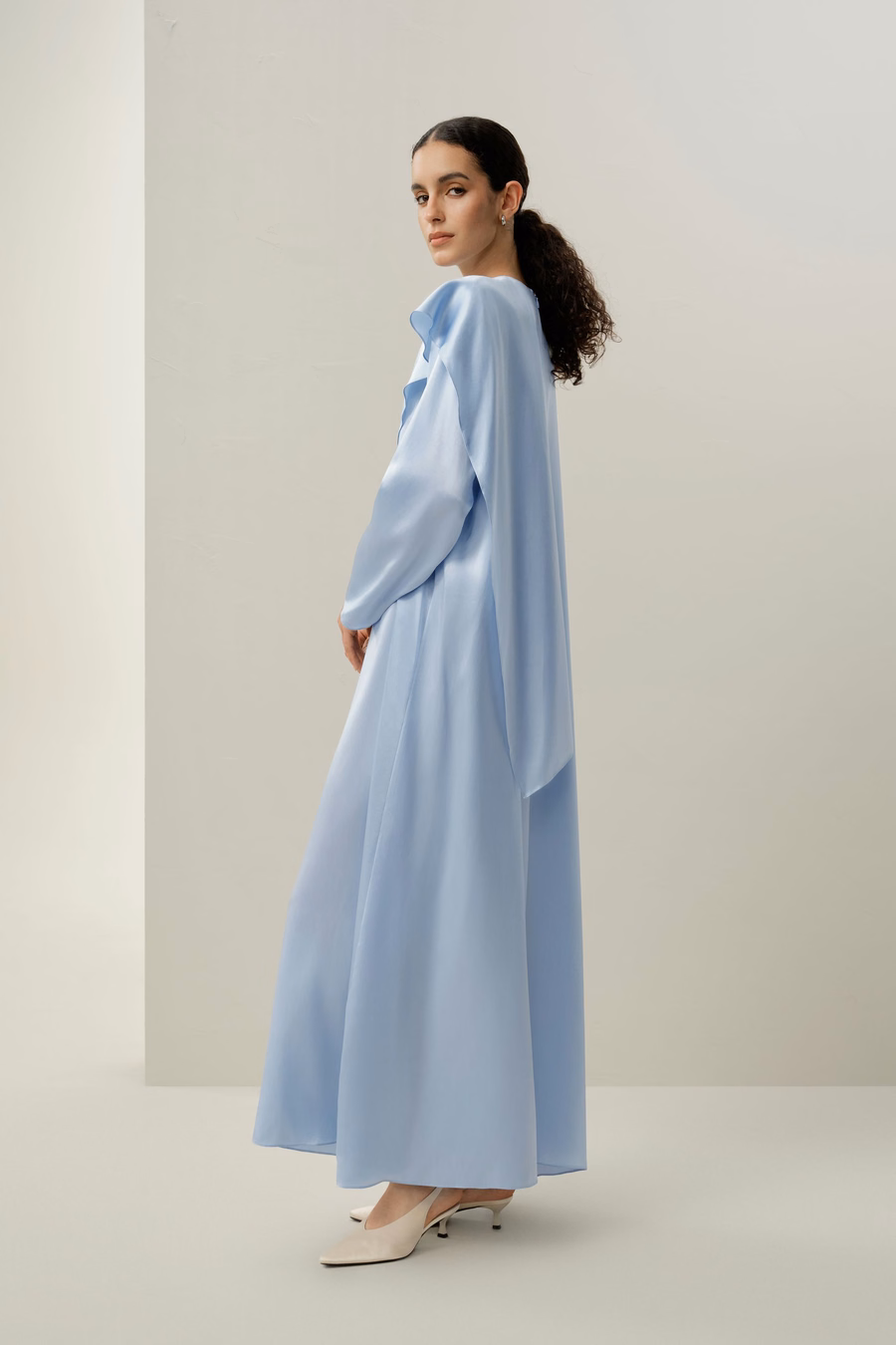 Silk Charmeuse Asymmetrical Maxi Dress