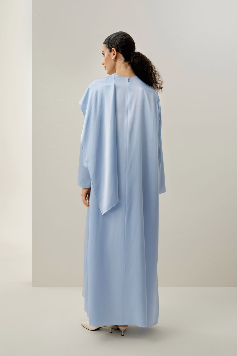 Silk Charmeuse Asymmetrical Maxi Dress