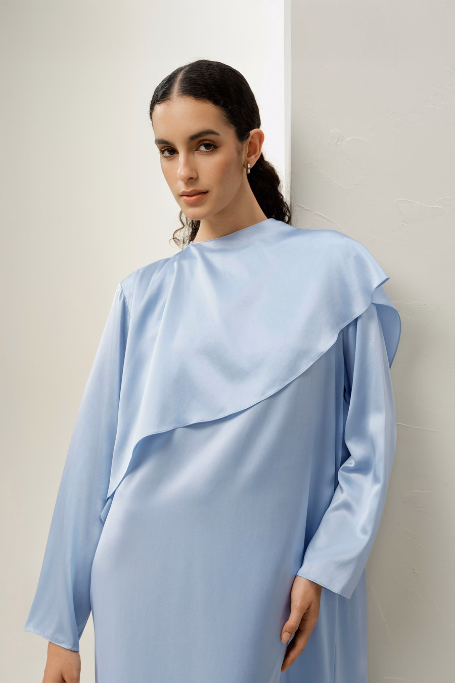 Silk Charmeuse Asymmetrical Maxi Dress