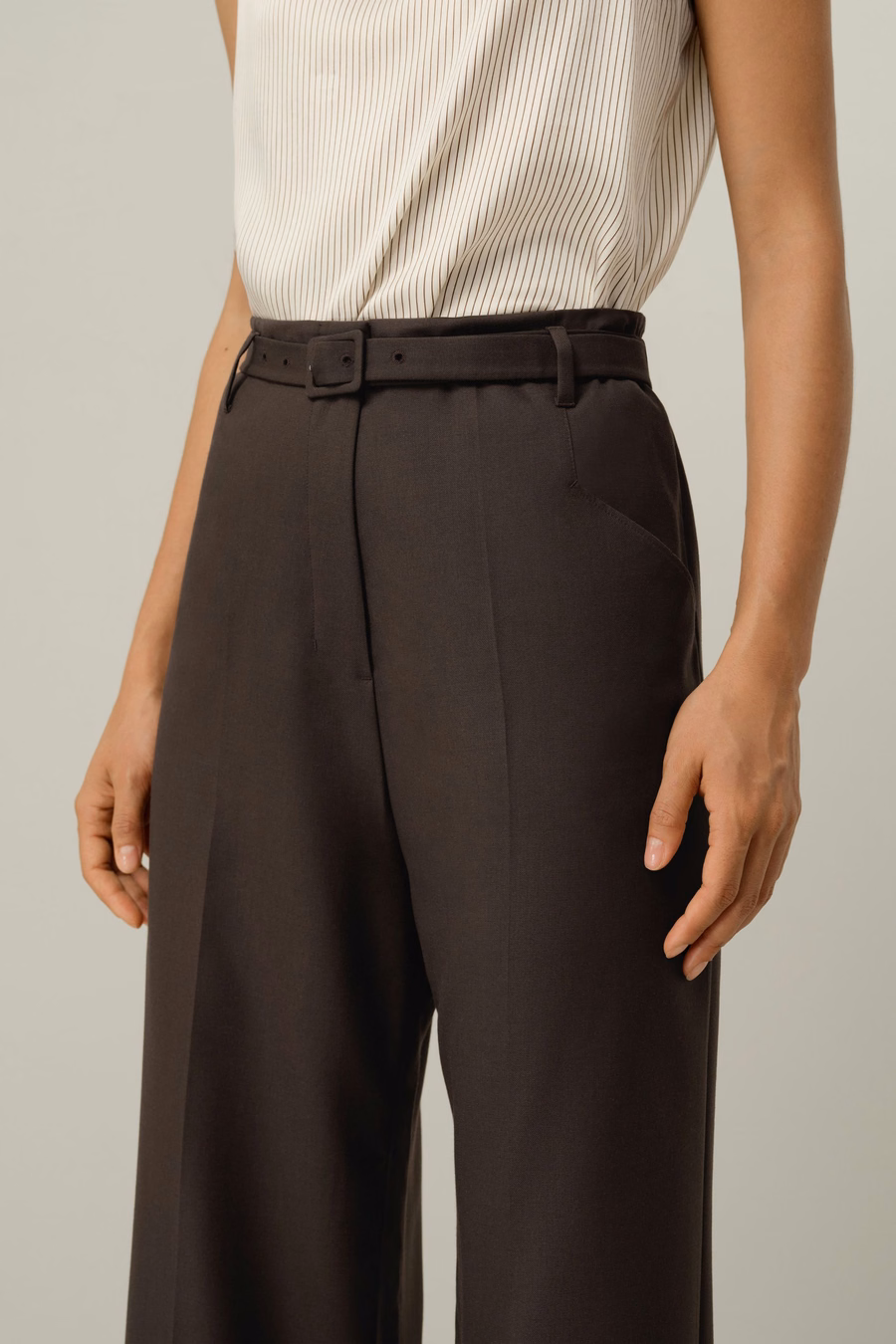 Silk wool high-waisted wide-leg pant