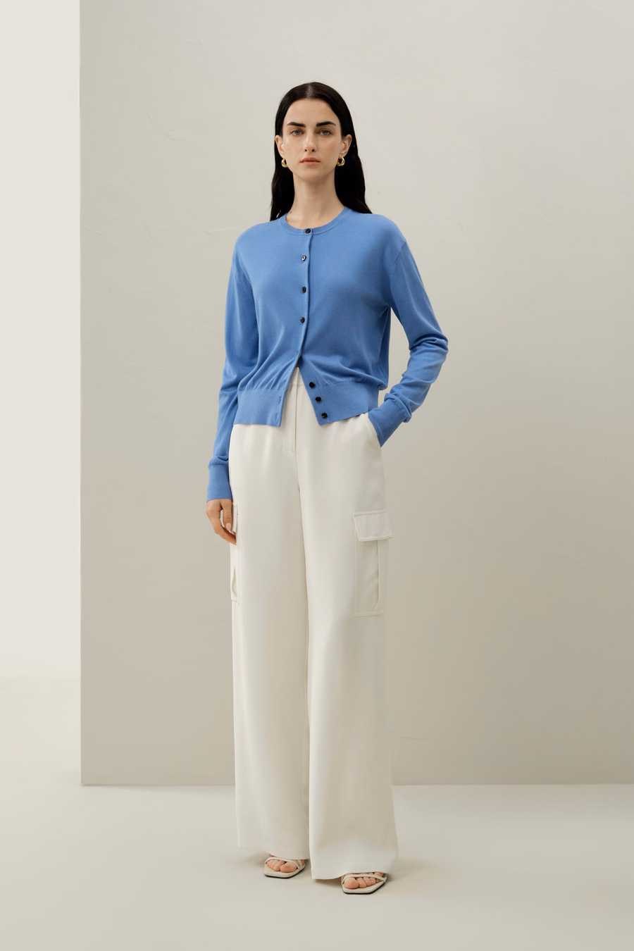 Round-neck Silk Cashmere Cardigan