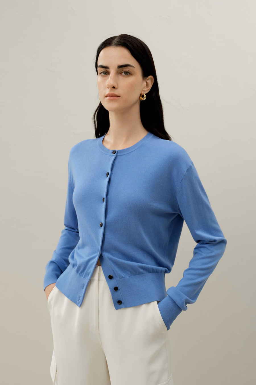 Round-neck Silk Cashmere Cardigan