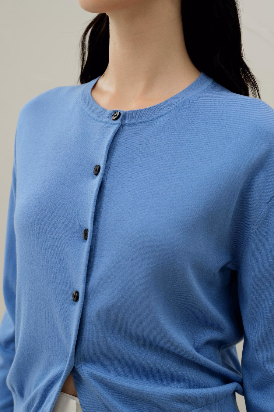 Round-neck Silk Cashmere Cardigan