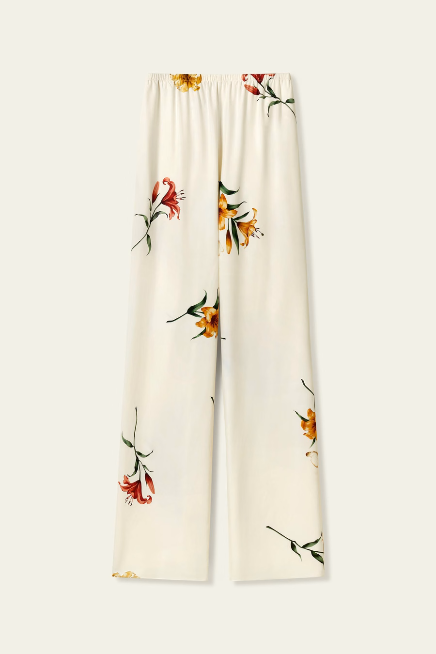 Lily print silk pull-on pant