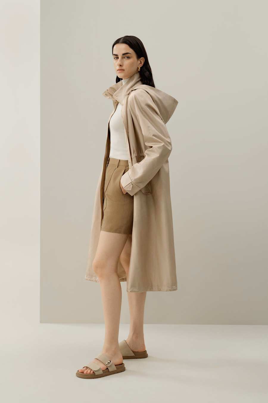 Silk Taffeta water-repellent urban coat