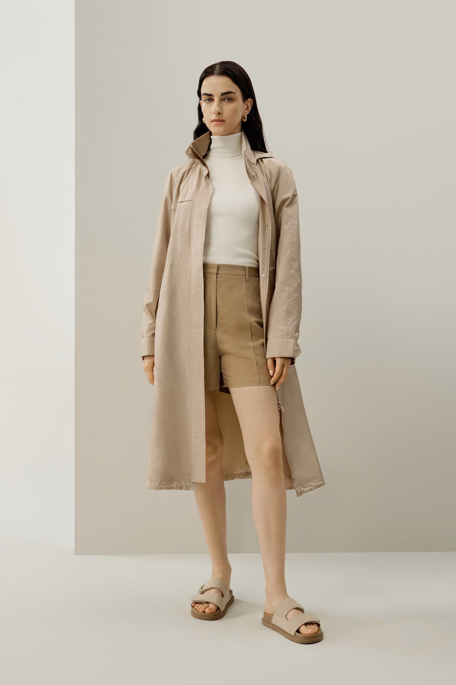 Silk Taffeta water-repellent urban coat