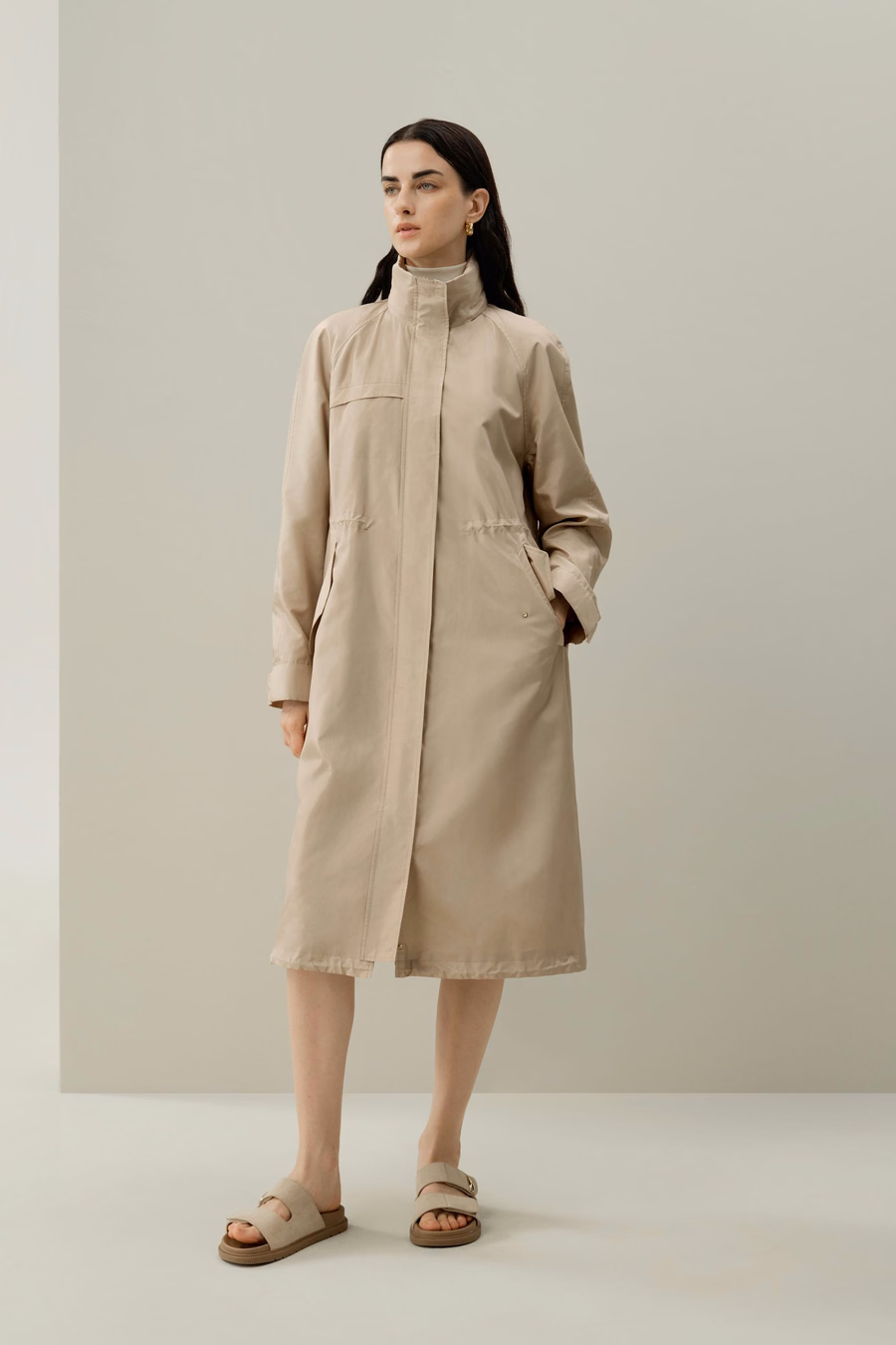 Silk Taffeta water-repellent urban coat