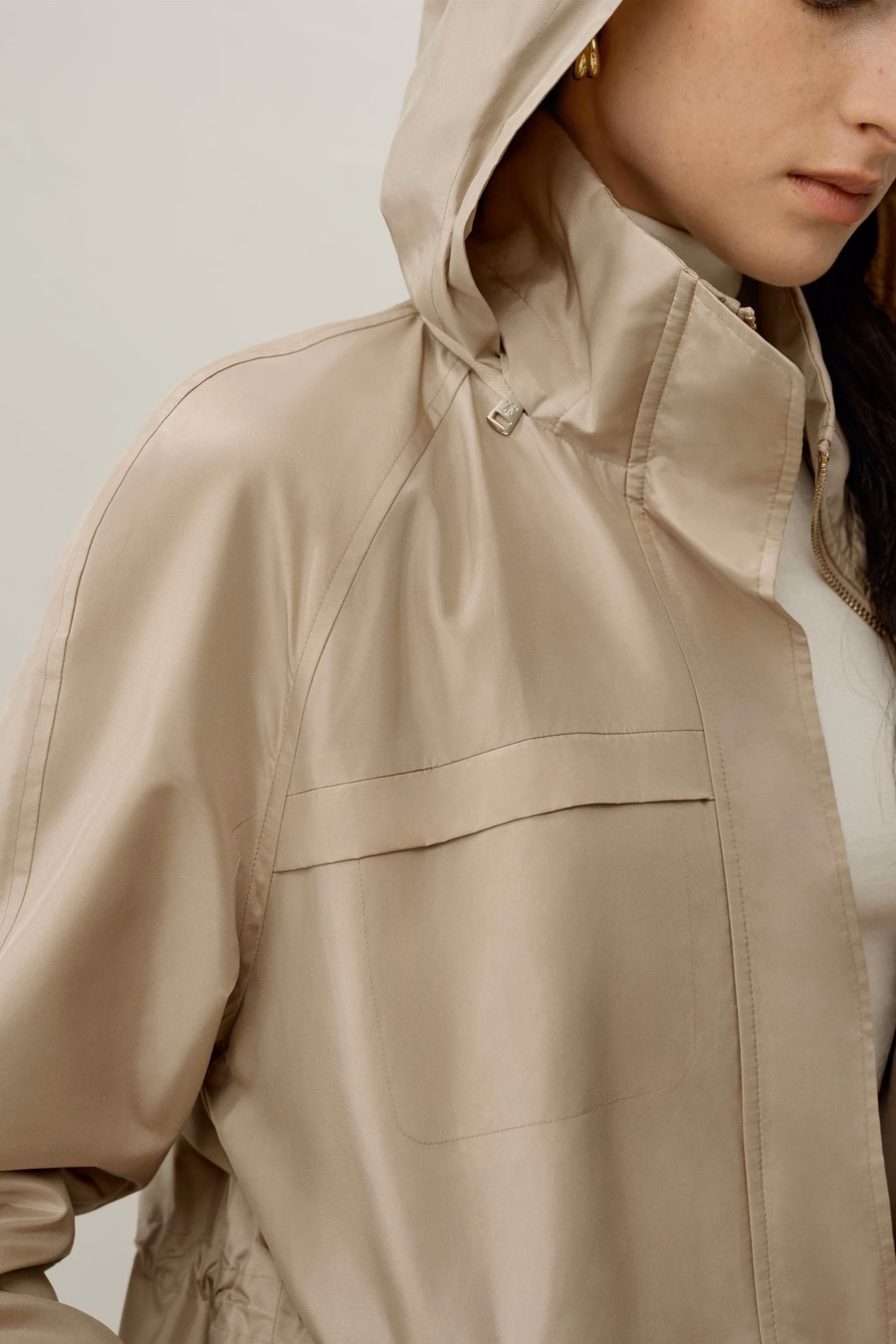 Silk Taffeta water-repellent urban coat