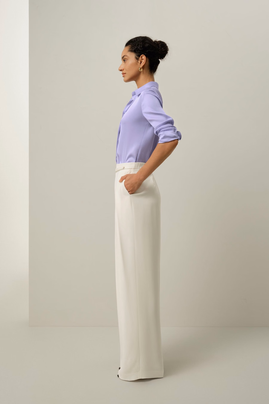Heavy-Weight Silk Crepe Wide-Leg Pants