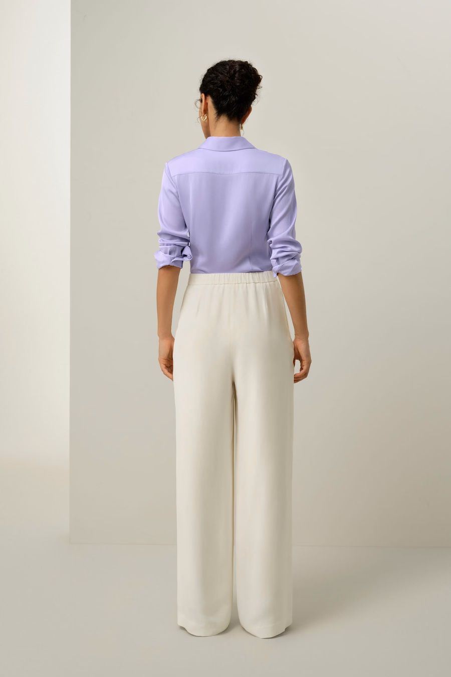 Heavy-Weight Silk Crepe Wide-Leg Pants