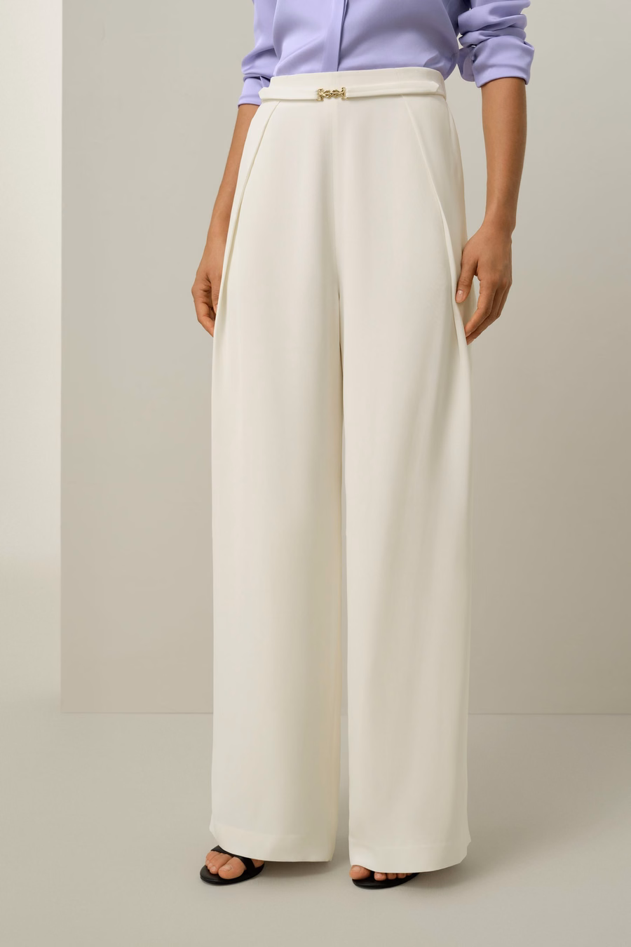 Heavy-Weight Silk Crepe Wide-Leg Pants