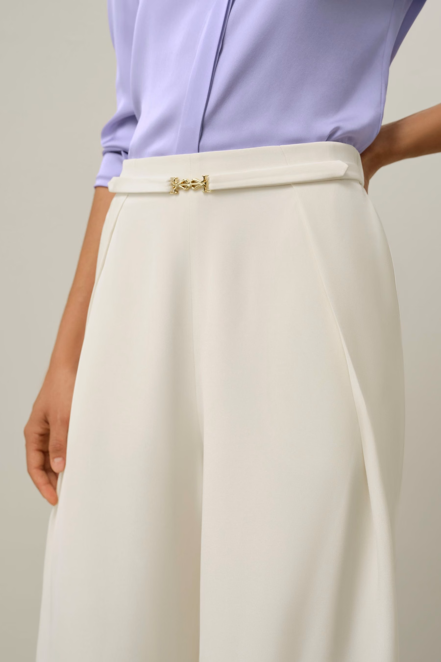 Heavy-Weight Silk Crepe Wide-Leg Pants