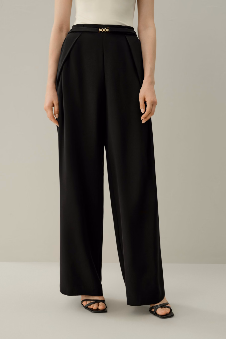 Stretch Heavy-Weight Crepe Wide-Leg Pant