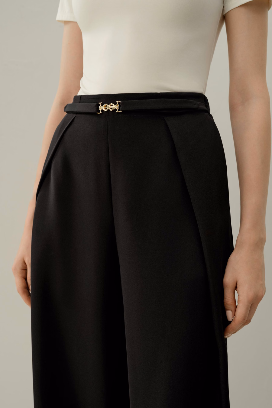 Stretch Heavy-Weight Crepe Wide-Leg Pant