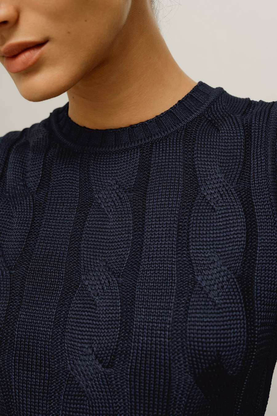 Cable Knit Tussah Silk Cropped Top