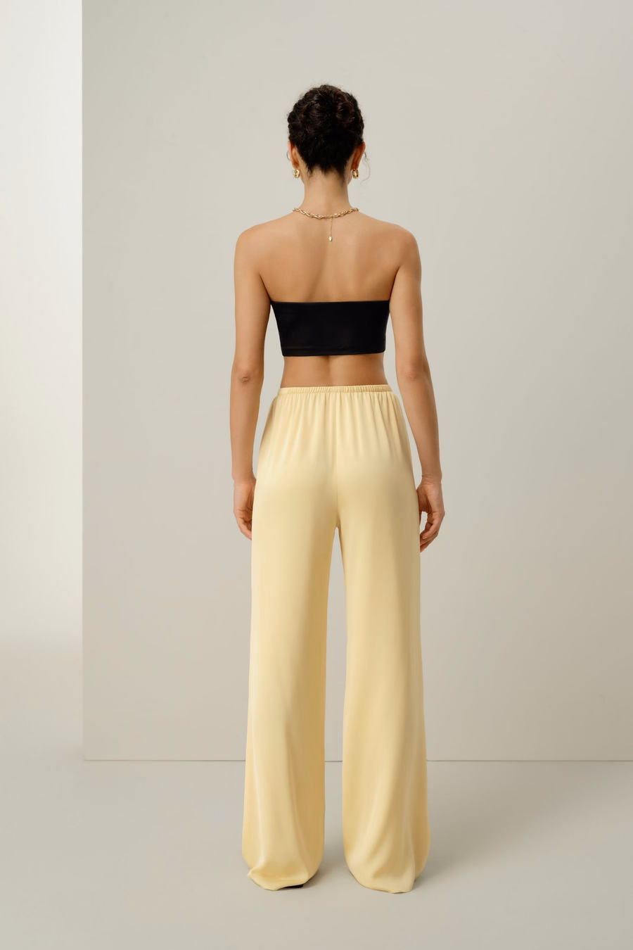 Stretch Silk Georgette Straight-leg Pants